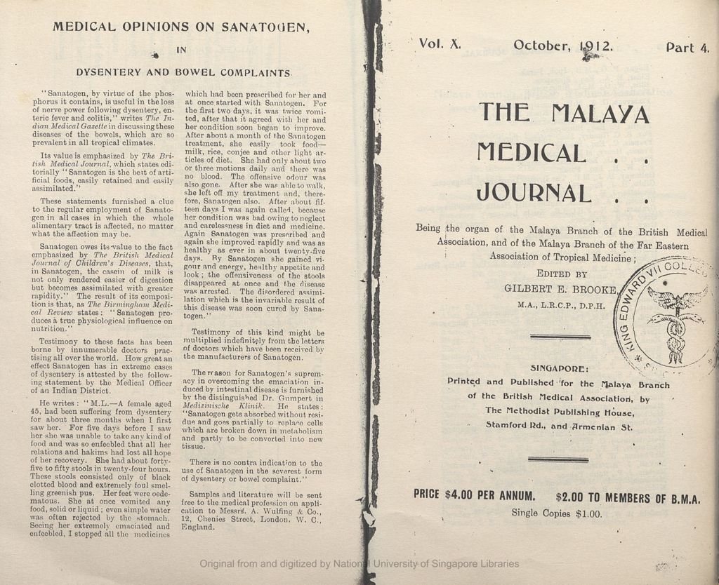 Miniature of The Malayan Medical Journal. Volume 10, Part 4