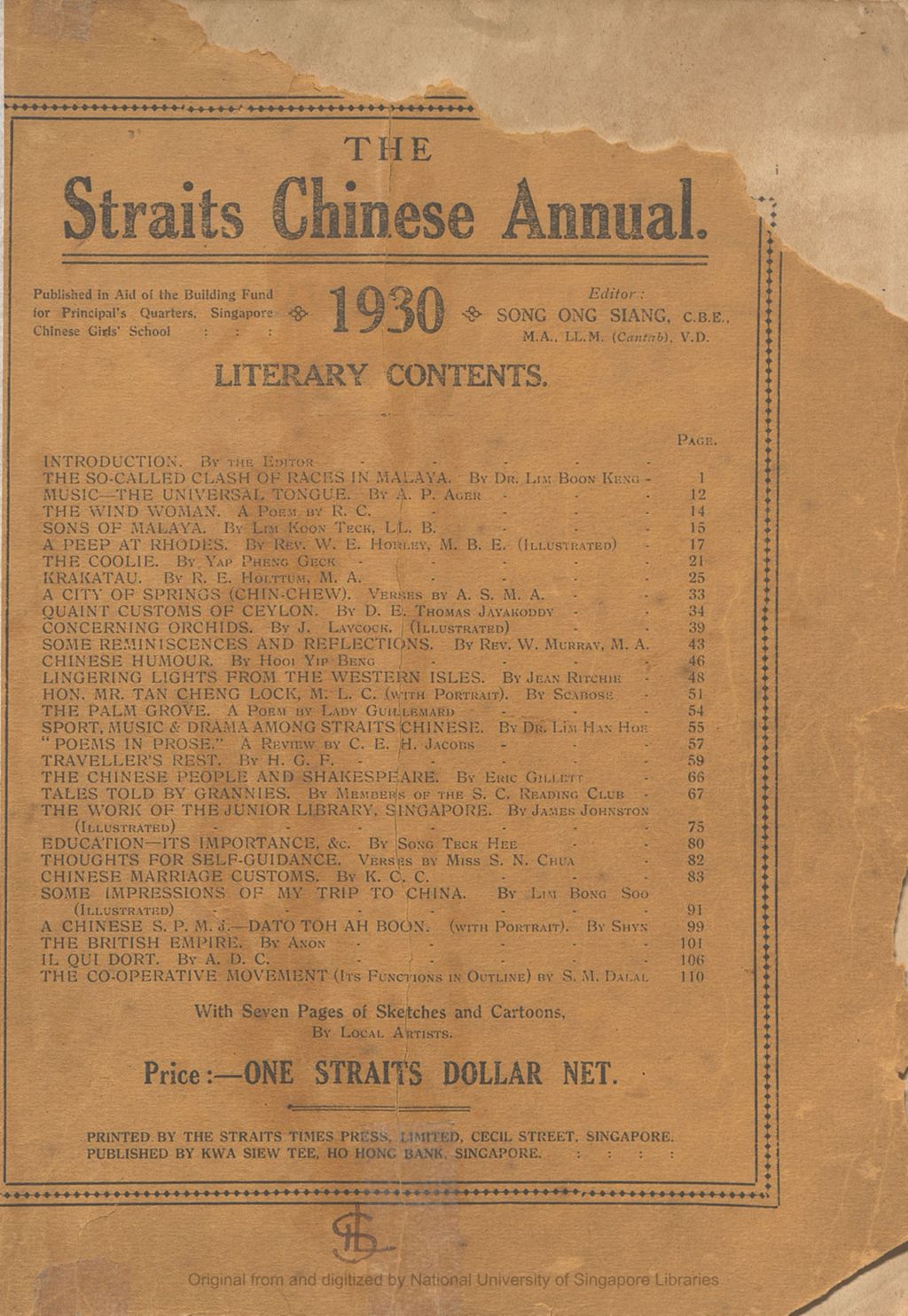 Miniature of The Straits Chinese annual, 1930