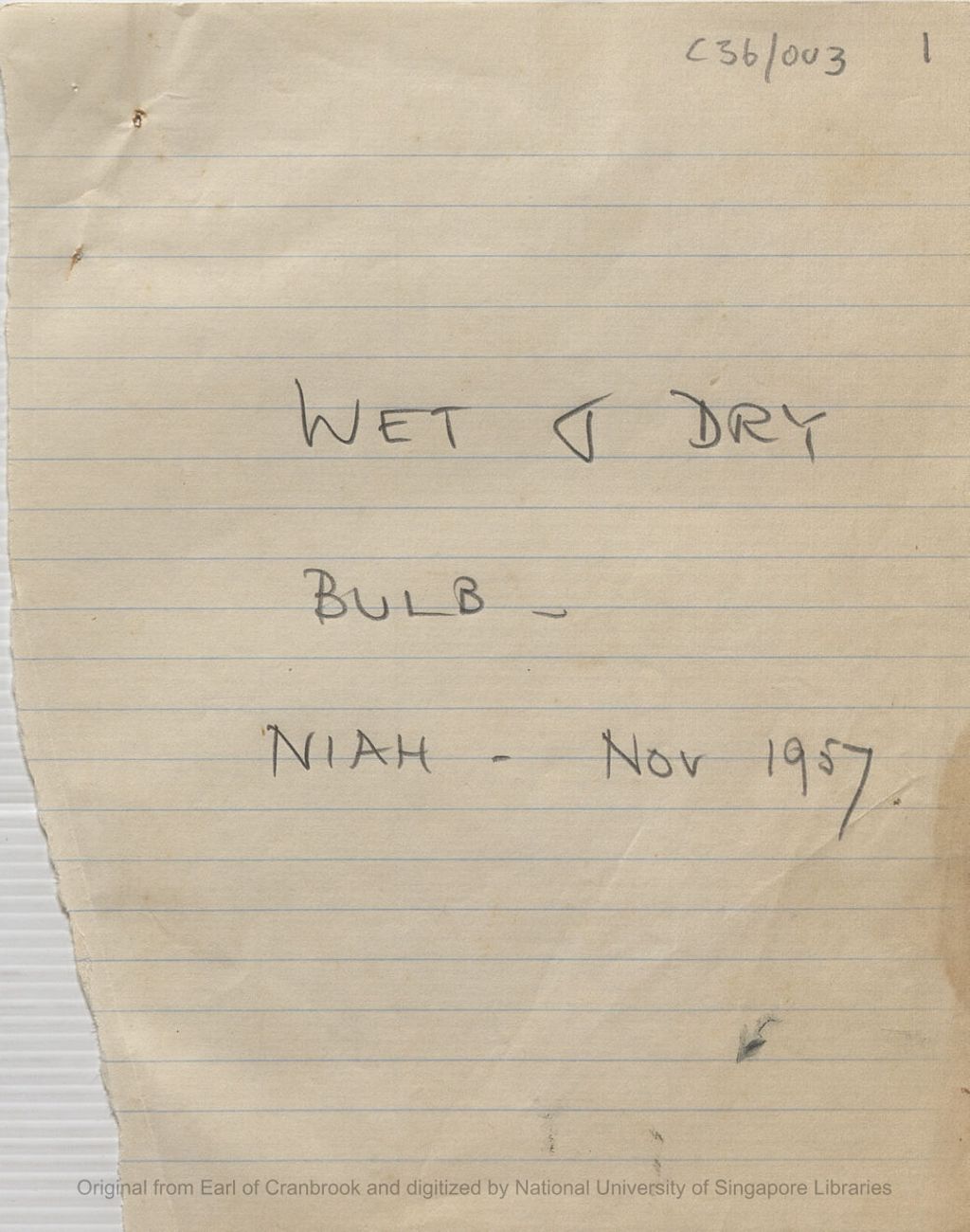 Miniature of Air temperature at Niah measured by wet and dry bulb from 30/10/1957 to 25/11/1957