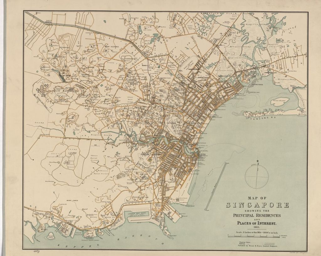 Miniature of Map of Singapore Showing the Principal Residences and Places of Interest, 1913 (Scale 1:12,672)