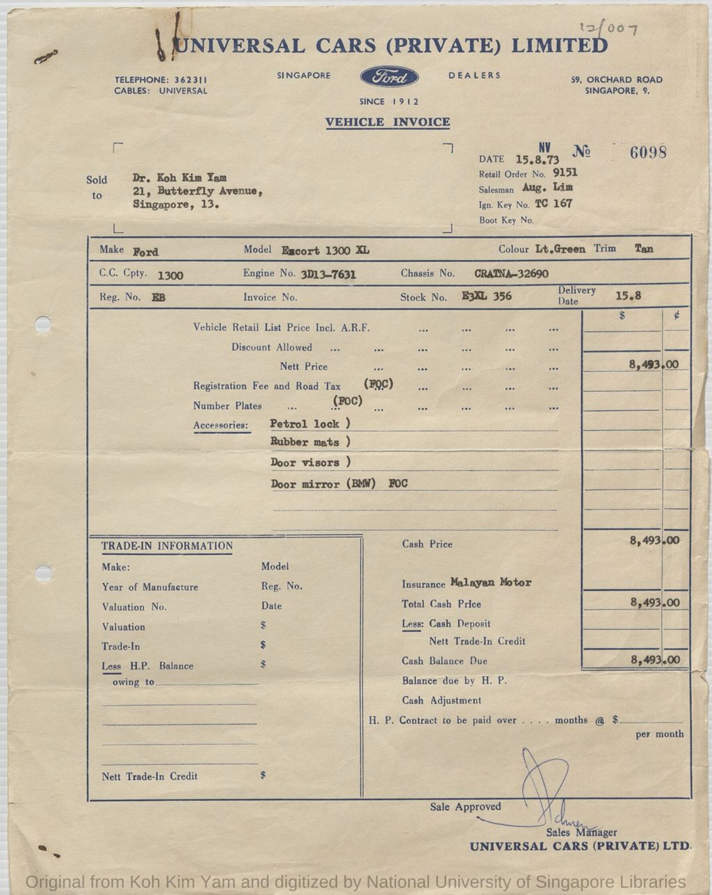 Miniature of Vehicle Invoice from Universal Cars (Private) Limited