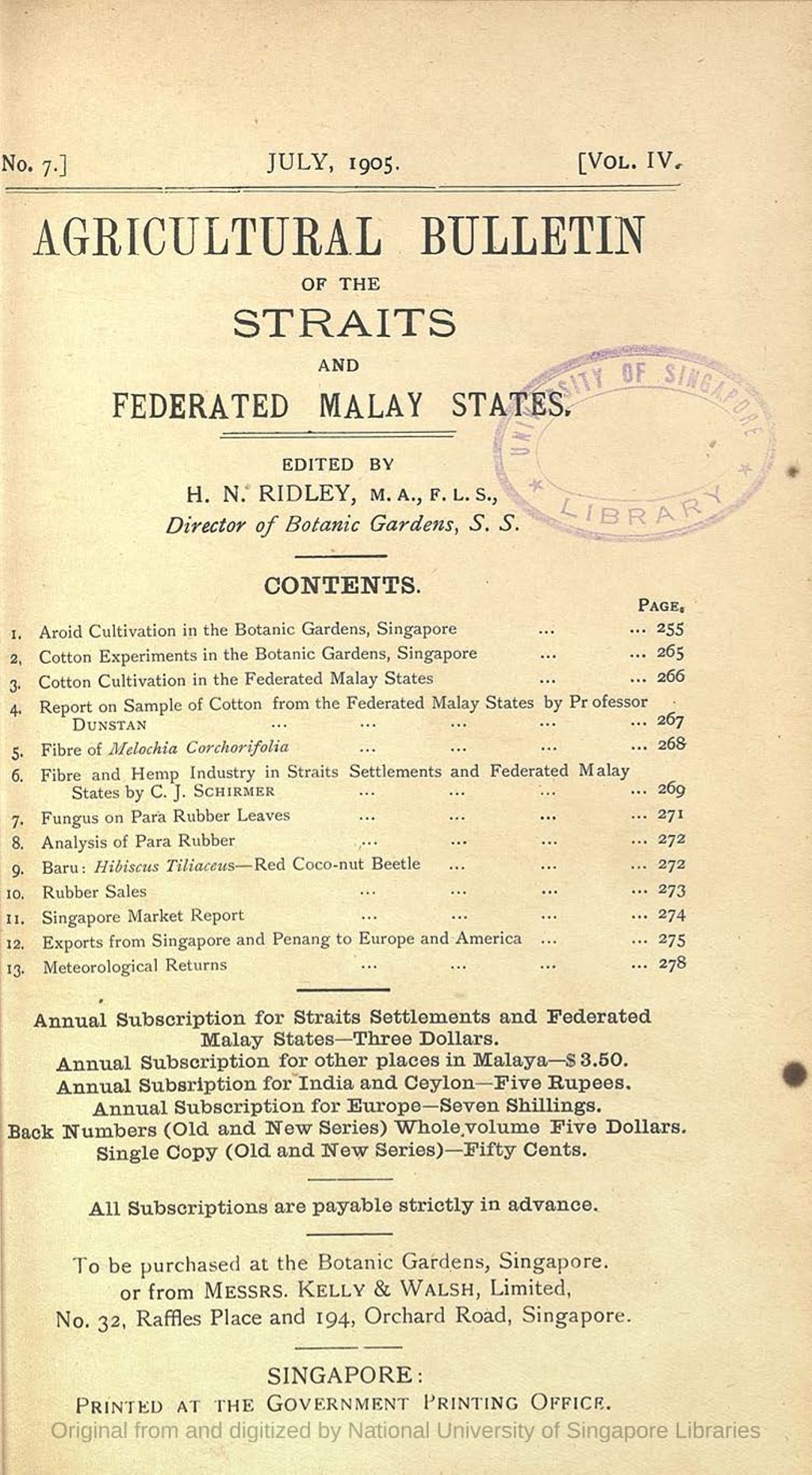 Miniature of Notes on the collection of Aroids cultivated in the Botanic Gardens, Singapore