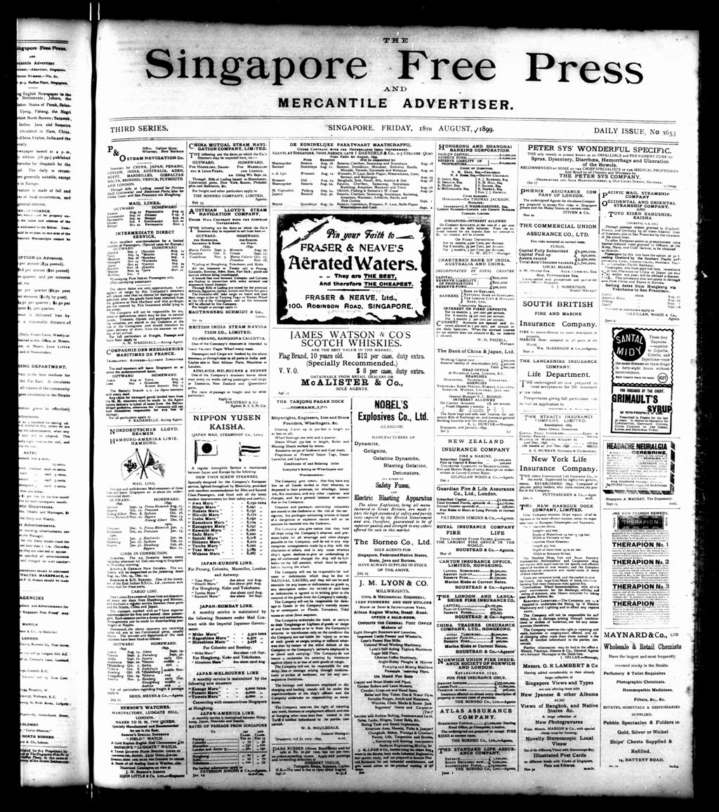 Miniature of Singapore Free Press and Mercantile Advertiser 18 August 1899