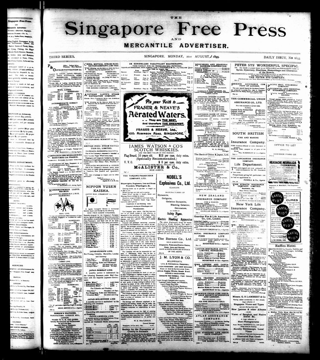 Miniature of Singapore Free Press and Mercantile Advertiser 21 August 1899