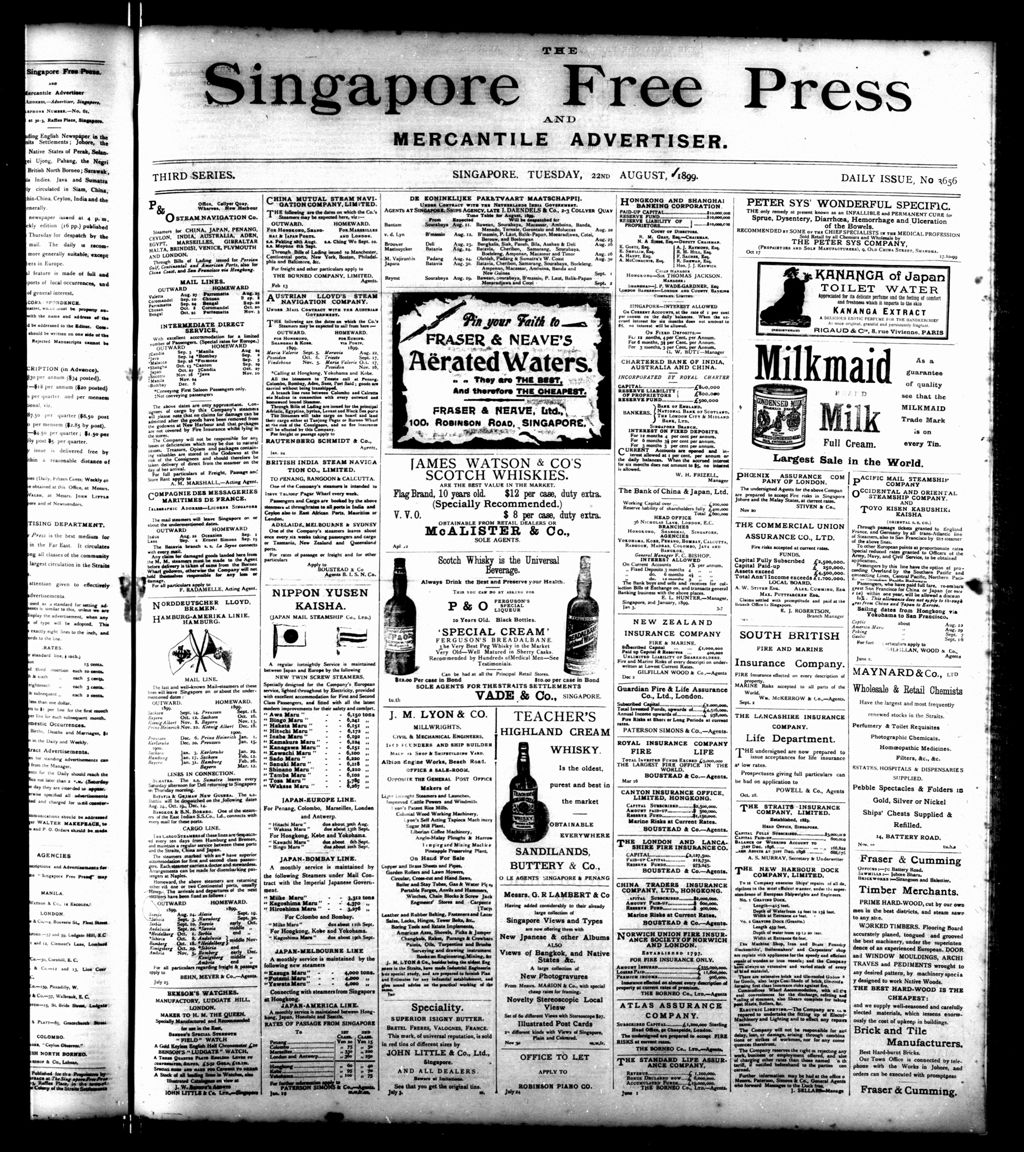 Miniature of Singapore Free Press and Mercantile Advertiser 22 August 1899