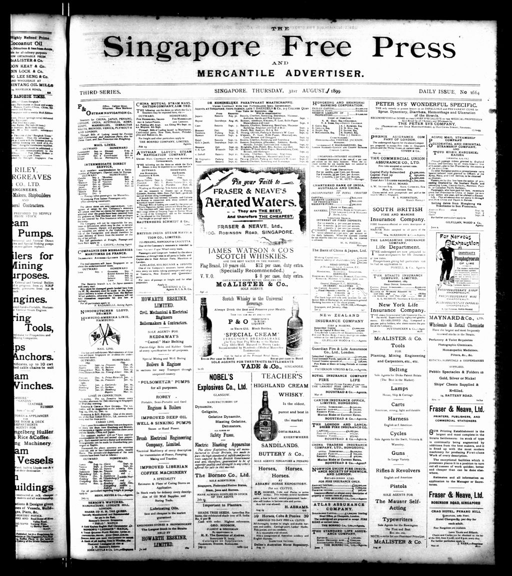 Miniature of Singapore Free Press and Mercantile Advertiser 31 August 1899