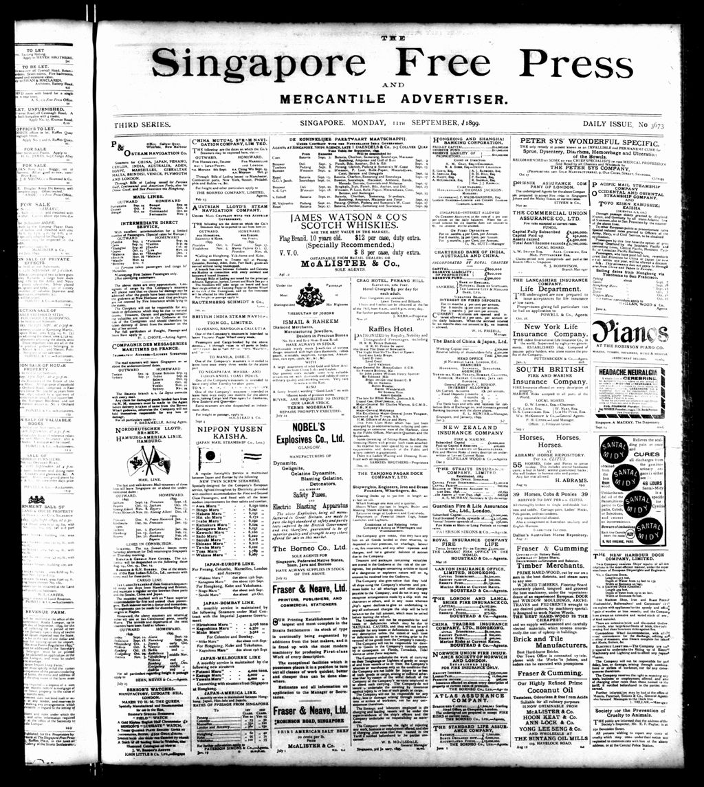 Miniature of Singapore Free Press and Mercantile Advertiser 11 September 1899