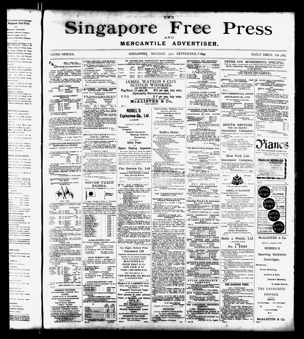 Miniature of Singapore Free Press and Mercantile Advertiser 25 September 1899