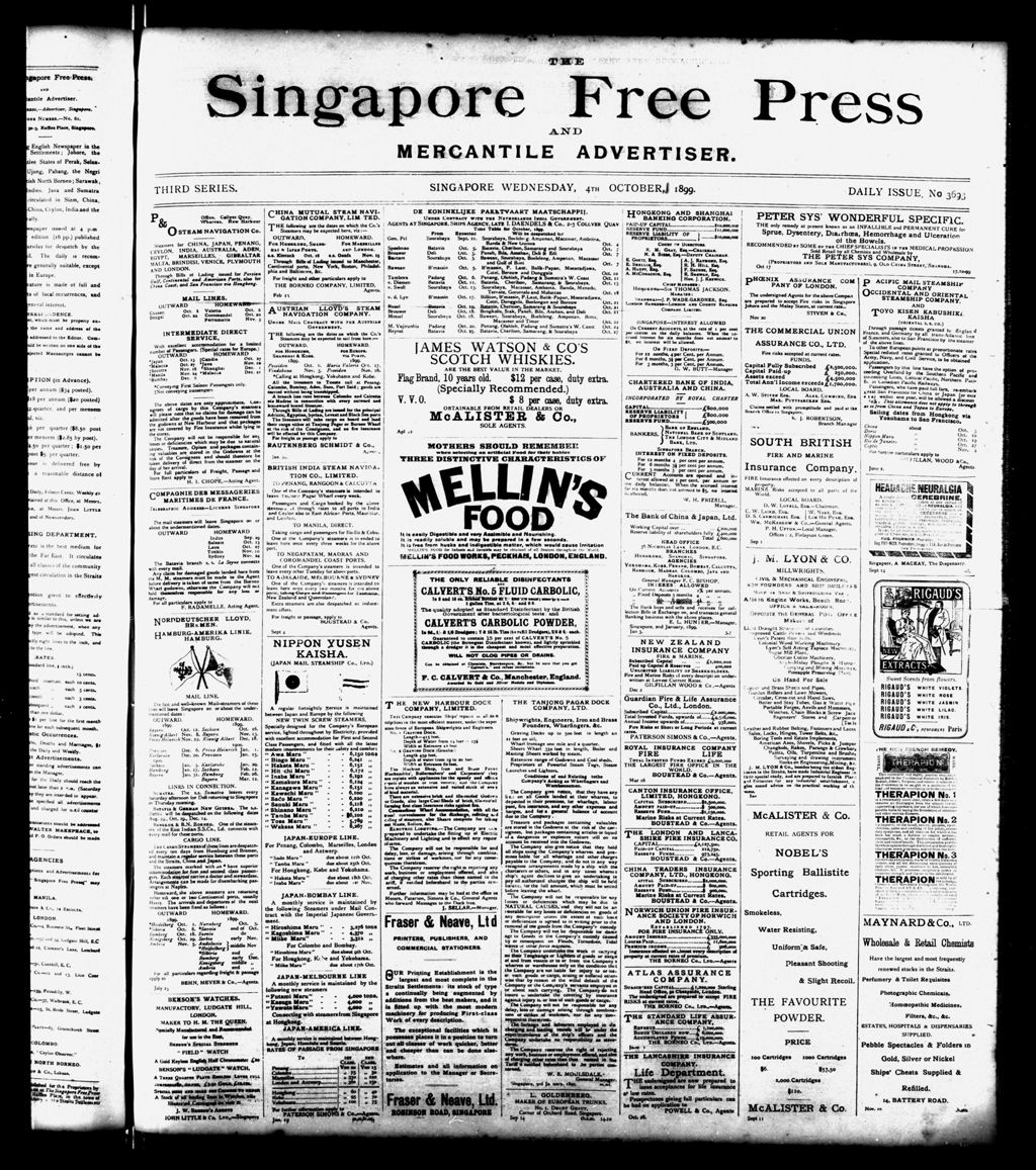 Miniature of Singapore Free Press and Mercantile Advertiser 04 October 1899