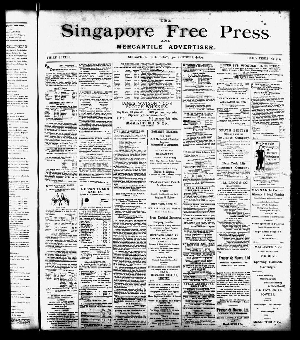 Miniature of Singapore Free Press and Mercantile Advertiser 05 October 1899