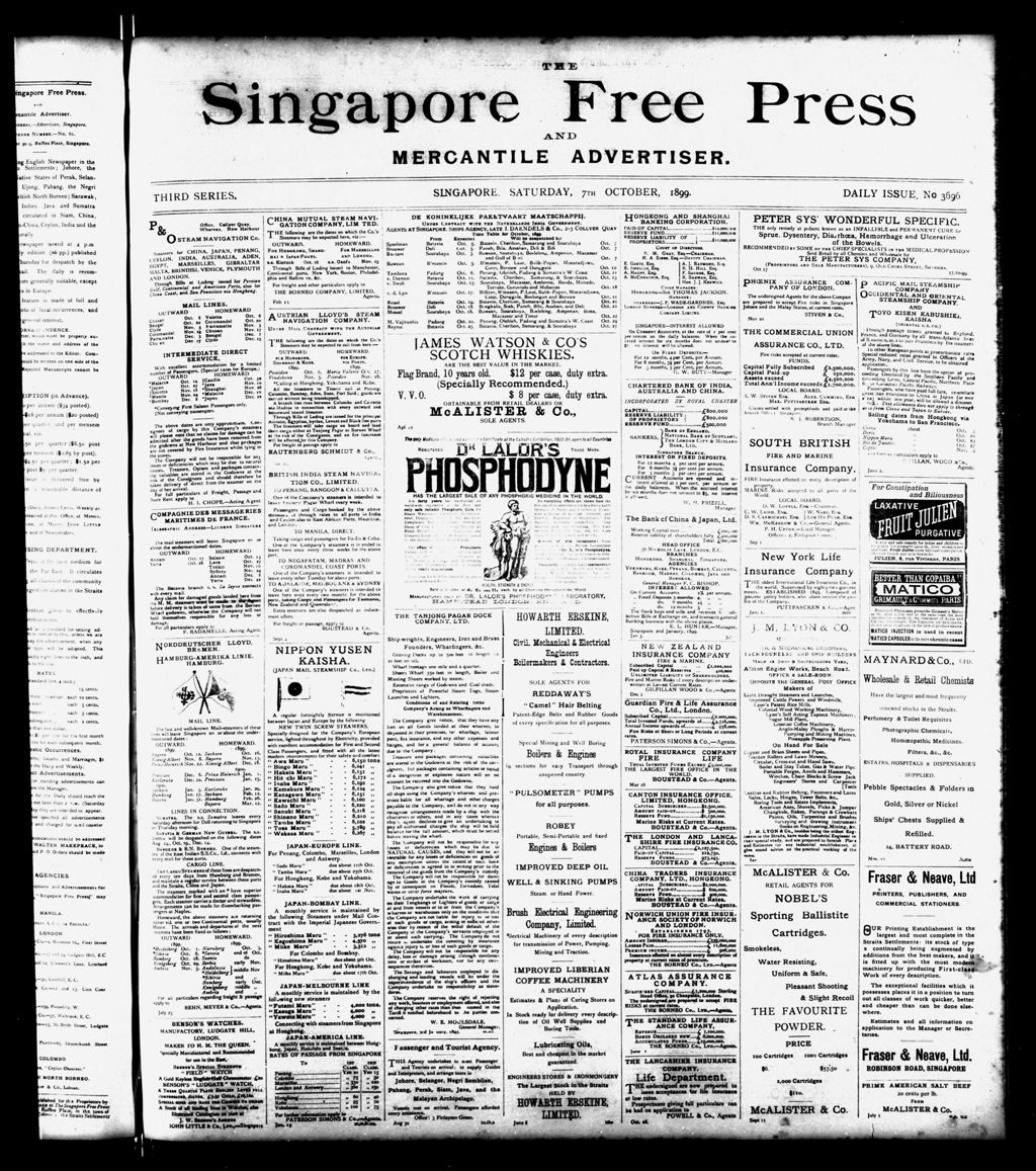 Miniature of Singapore Free Press and Mercantile Advertiser 07 October 1899