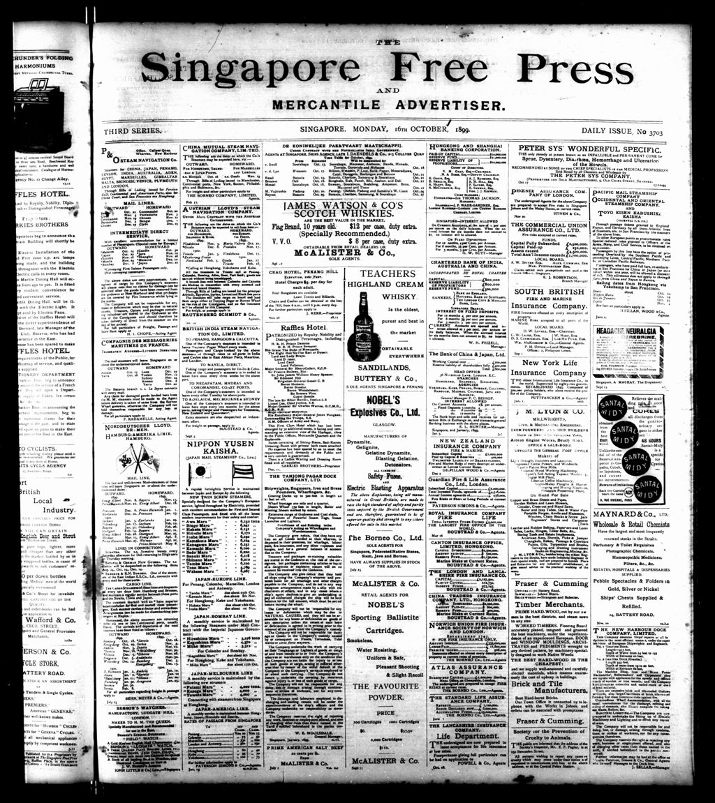 Miniature of Singapore Free Press and Mercantile Advertiser 16 October 1899