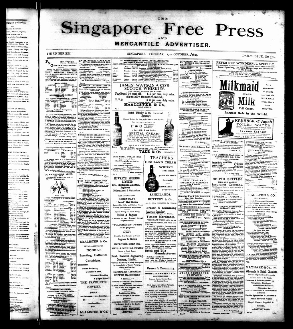 Miniature of Singapore Free Press and Mercantile Advertiser 17 October 1899