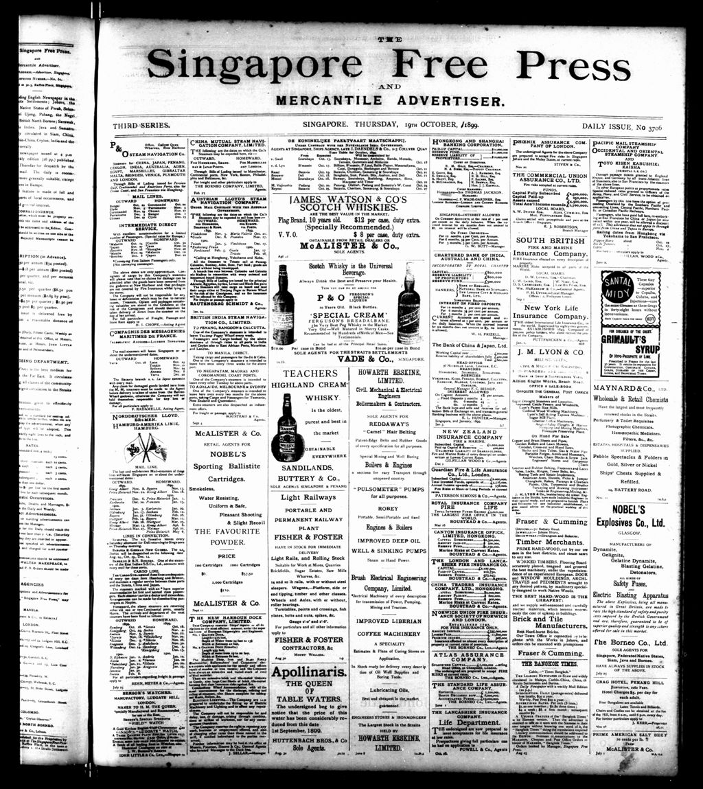 Miniature of Singapore Free Press and Mercantile Advertiser 19 October 1899