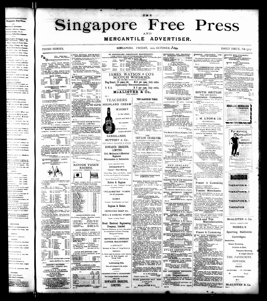 Miniature of Singapore Free Press and Mercantile Advertiser 20 October 1899