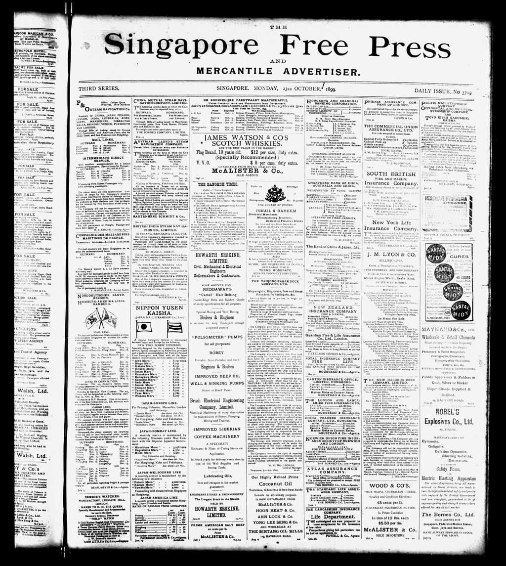 Miniature of Singapore Free Press and Mercantile Advertiser 23 October 1899