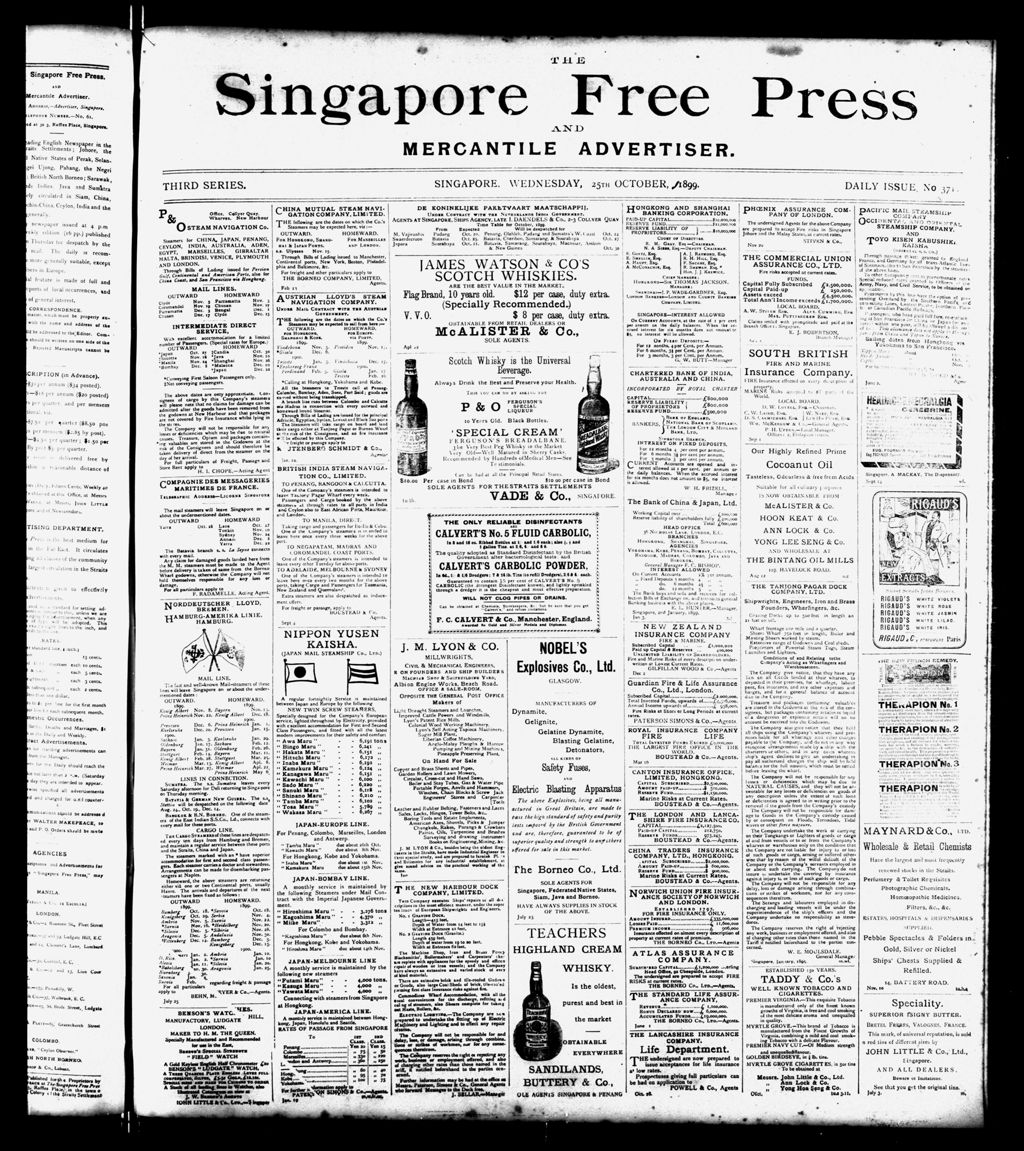 Miniature of Singapore Free Press and Mercantile Advertiser 25 October 1899