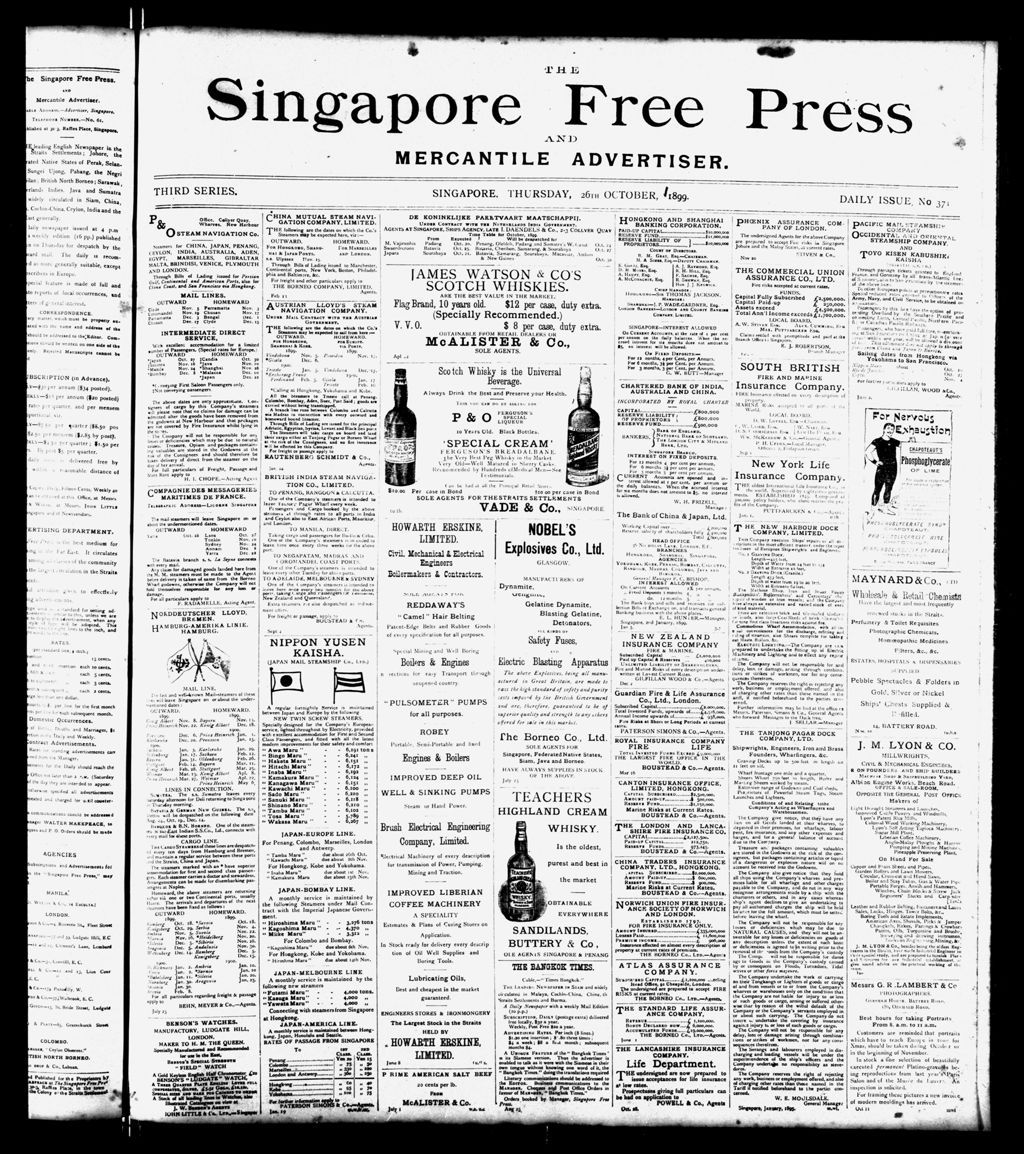 Miniature of Singapore Free Press and Mercantile Advertiser 26 October 1899