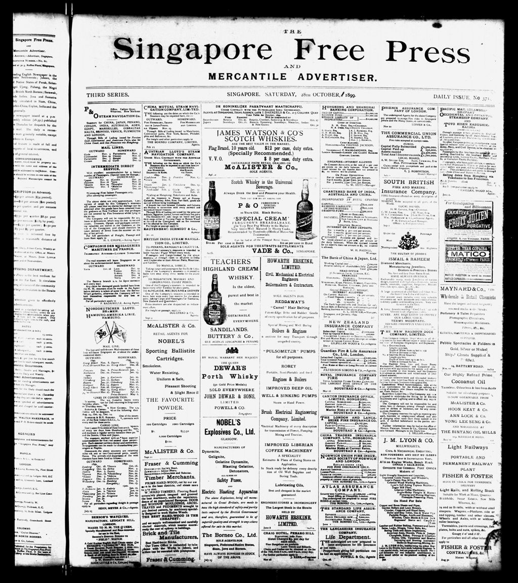 Miniature of Singapore Free Press and Mercantile Advertiser 28 October 1899