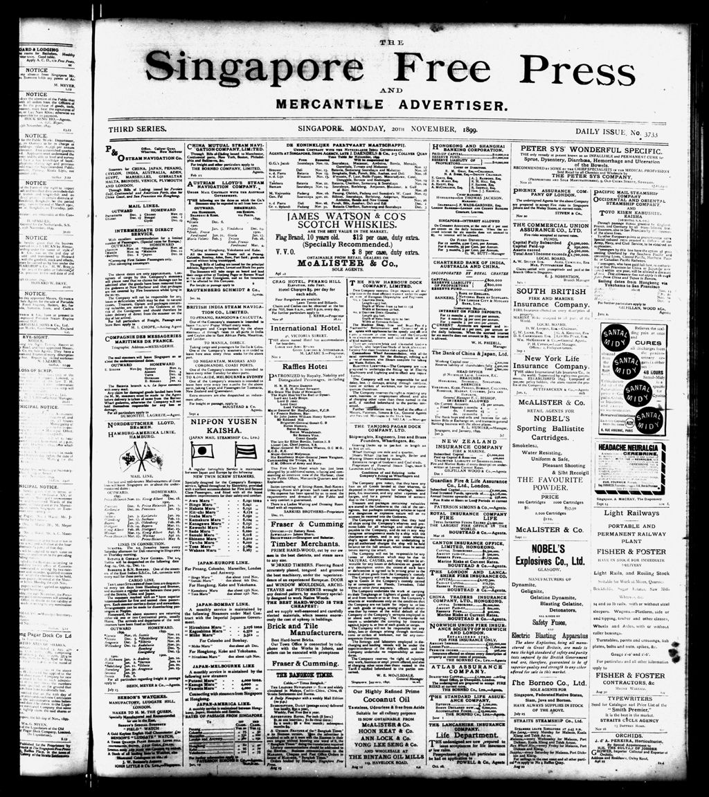 Miniature of Singapore Free Press and Mercantile Advertiser 20 November 1899