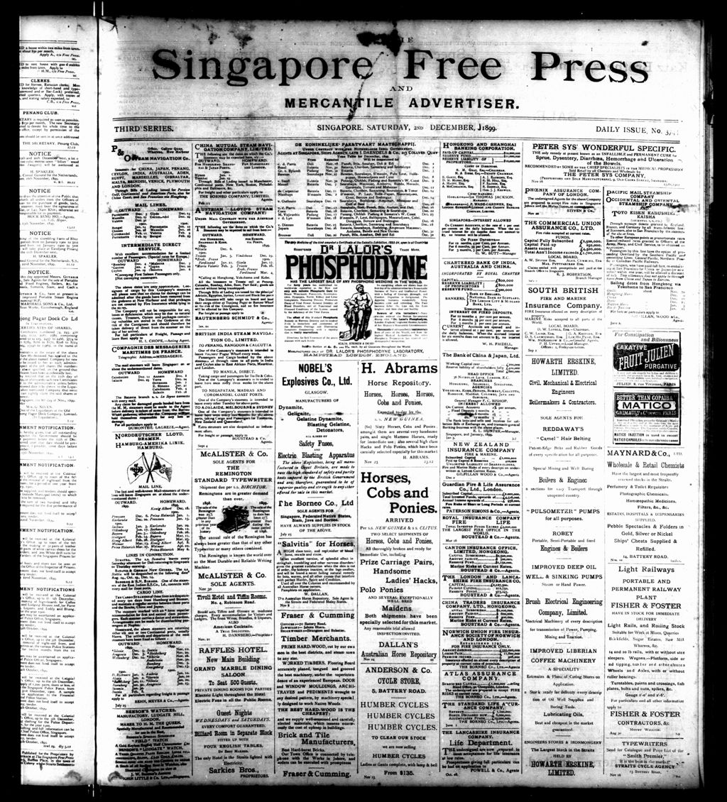 Miniature of Singapore Free Press and Mercantile Advertiser 02 December 1899