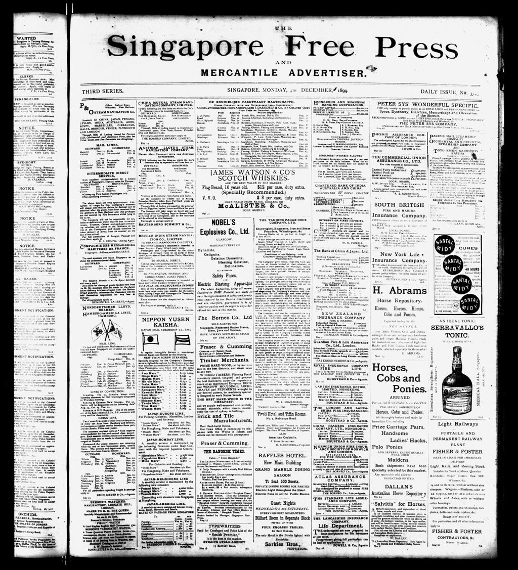 Miniature of Singapore Free Press and Mercantile Advertiser 04 December 1899