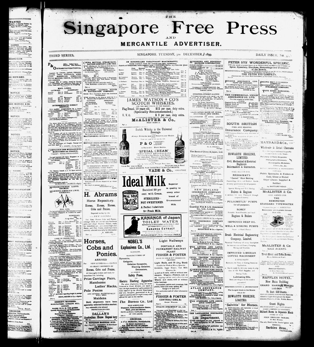 Miniature of Singapore Free Press and Mercantile Advertiser 05 December 1899