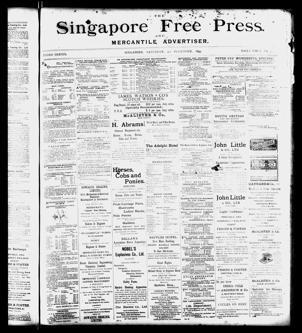 Miniature of Singapore Free Press and Mercantile Advertiser 09 December 1899