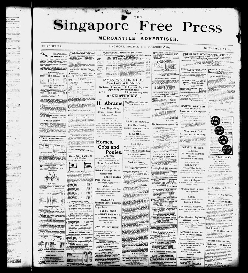 Miniature of Singapore Free Press and Mercantile Advertiser 11 December 1899