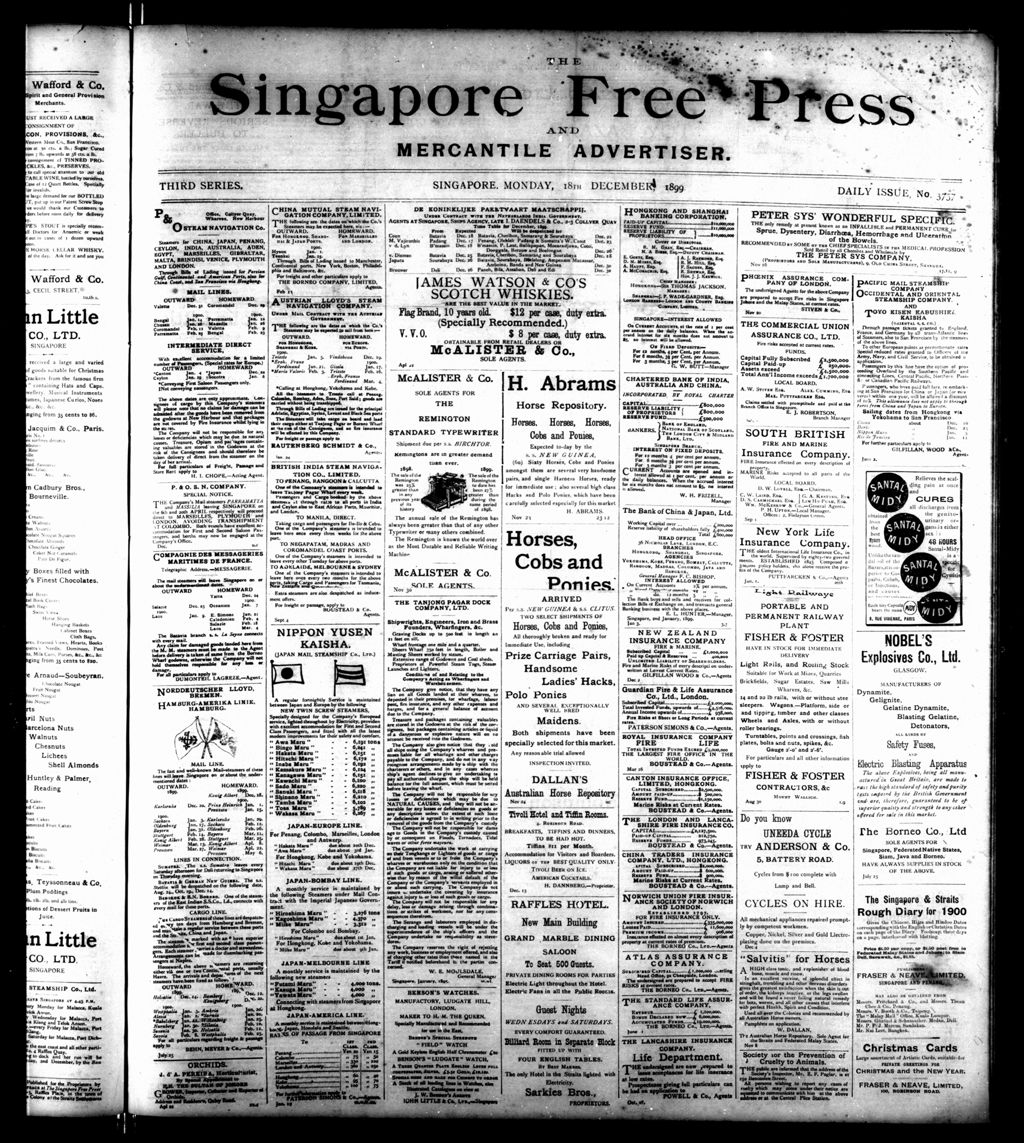 Miniature of Singapore Free Press and Mercantile Advertiser 18 December 1899