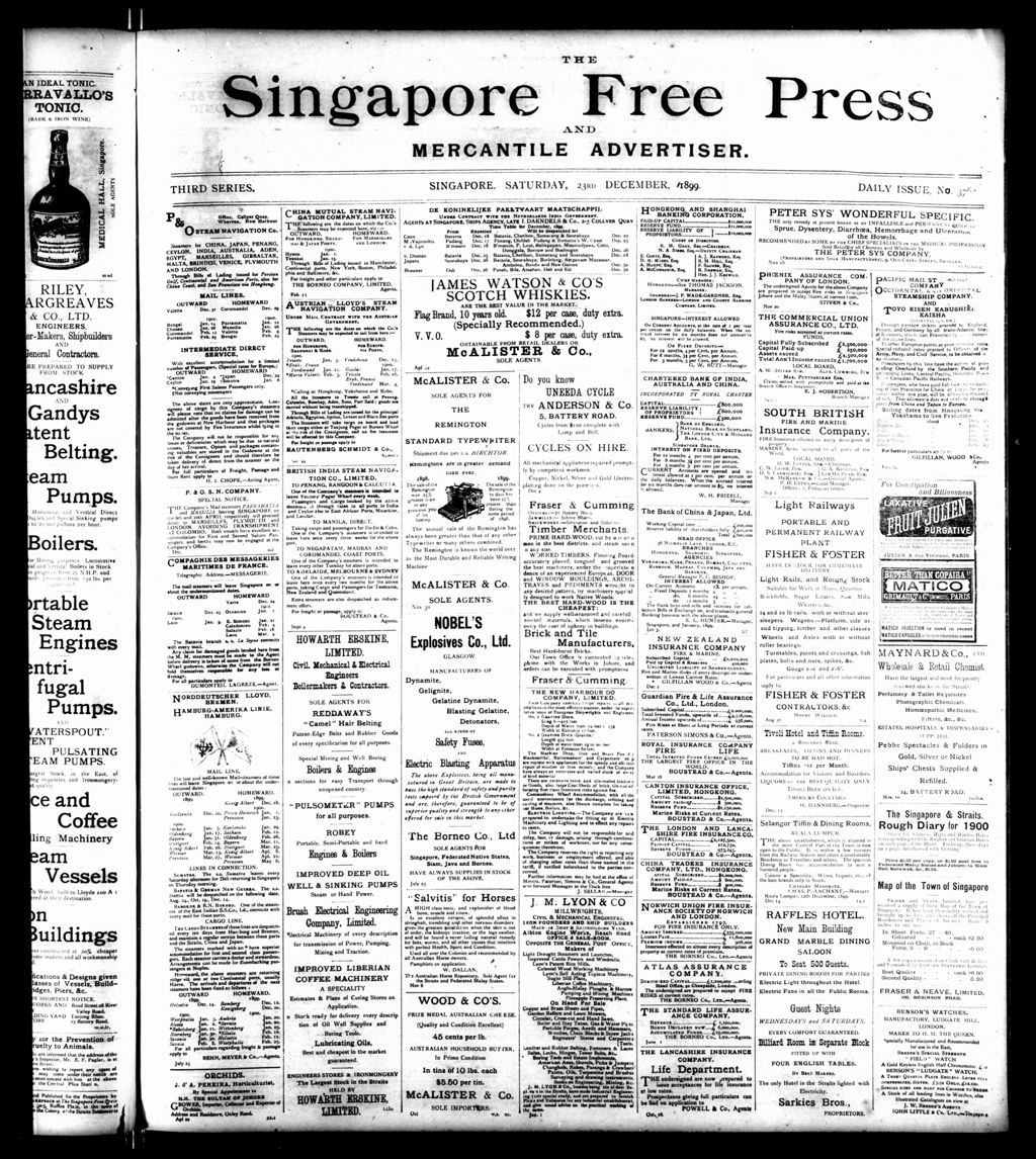 Miniature of Singapore Free Press and Mercantile Advertiser 23 December 1899