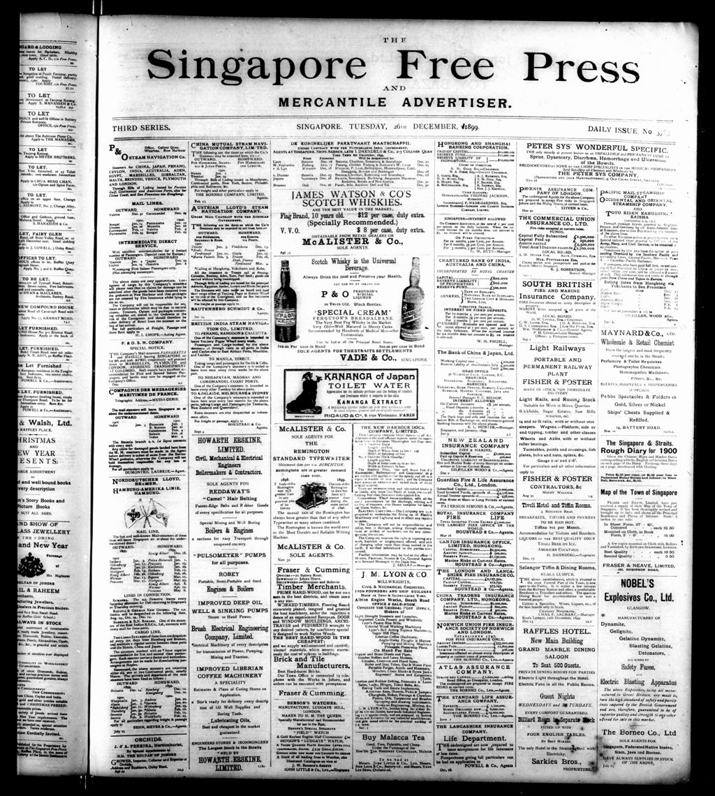 Miniature of Singapore Free Press and Mercantile Advertiser 26 December 1899