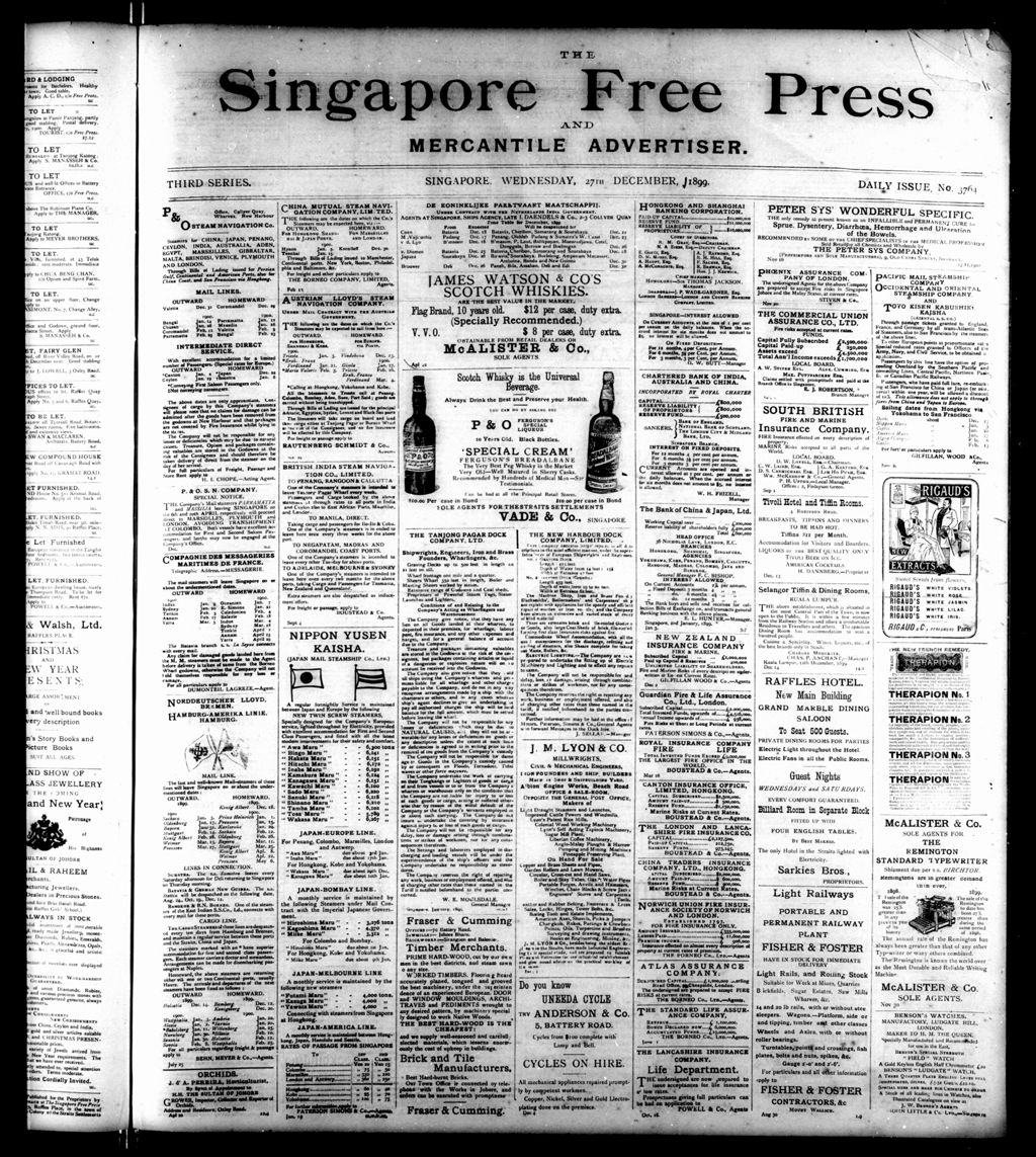 Miniature of Singapore Free Press and Mercantile Advertiser 27 December 1899