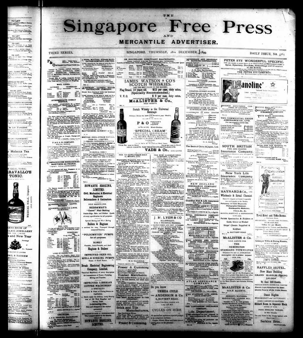 Miniature of Singapore Free Press and Mercantile Advertiser 28 December 1899