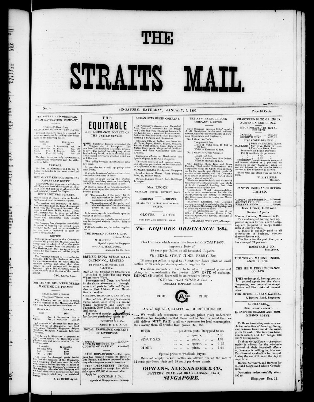 Miniature of Straits Mail  05 January 1895