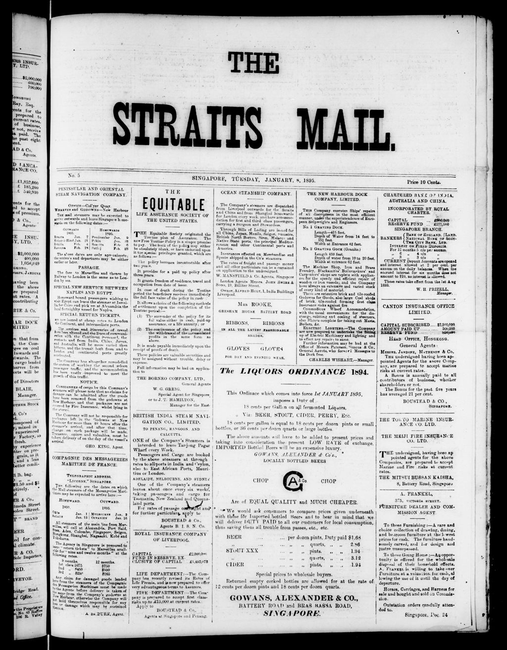 Miniature of Straits Mail  08 January 1895