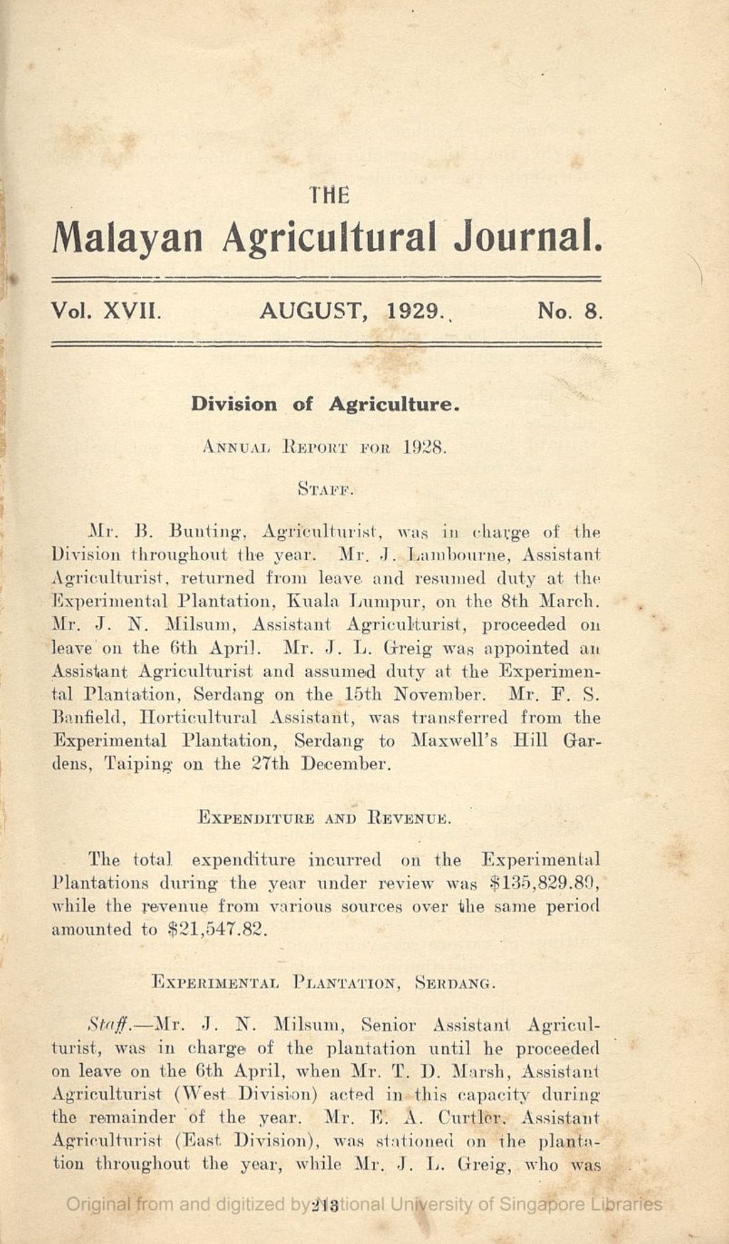 Miniature of Division of Agriculture: Annual Report for 1928