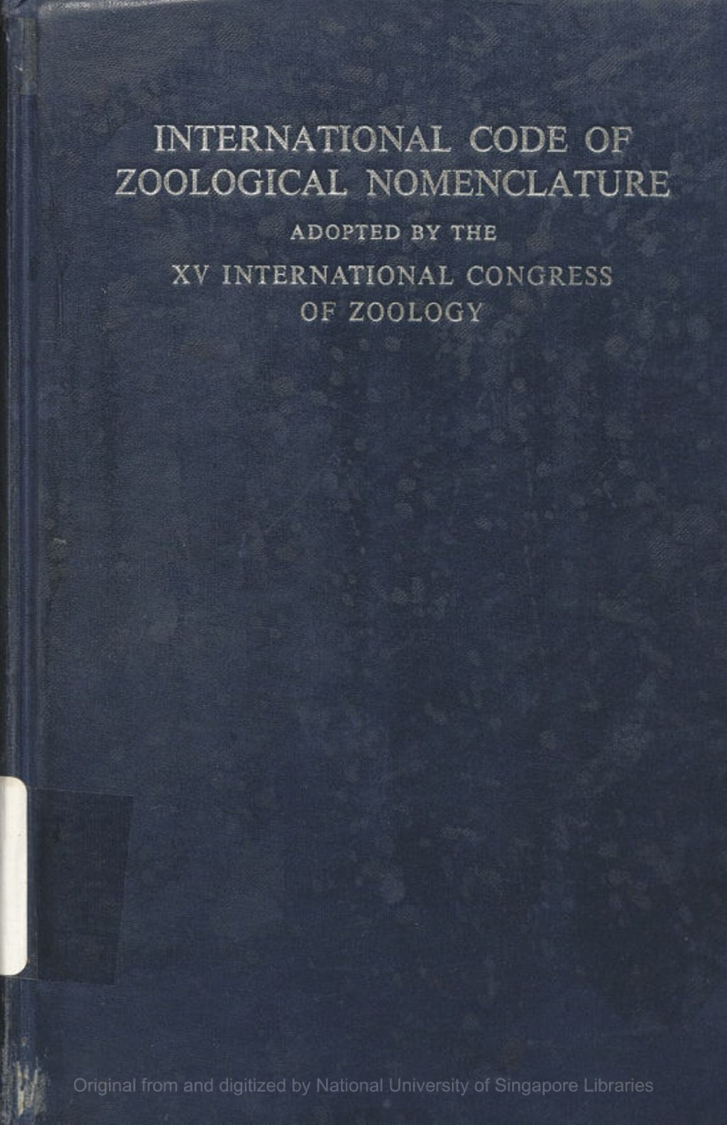 Miniature of International Code of Zoological Nomeclature Second Edition adopted by the XV International Congress of Zoology