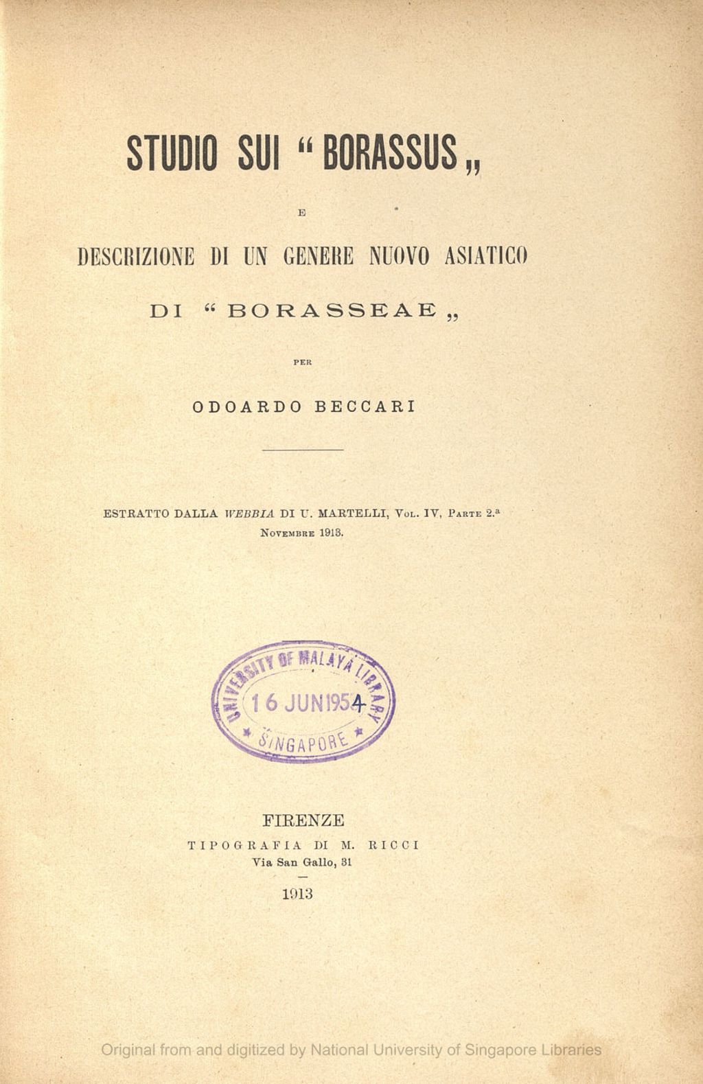 Miniature of Studio sui "Borassus" e Descrizione di un Genere Nuovo Asiatico di "Borasseae"