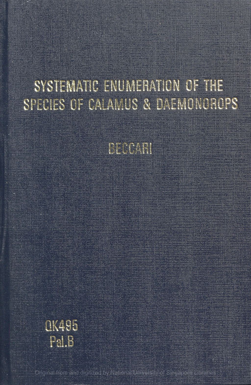 Miniature of Systematic Enumeration of the Species of Calamus and Daemonorops, with Diagnoses of the New Ones