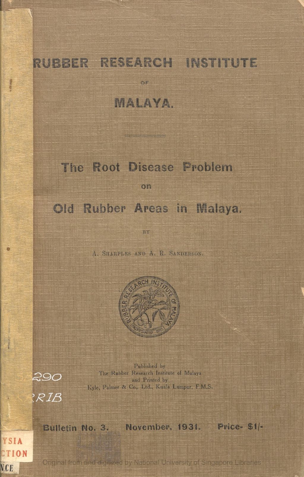 Miniature of The Root Disease Problem on Old Rubber Areas in Malaya