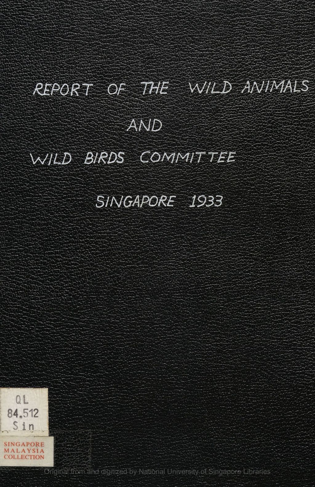 Miniature of Report of the Wild Animals and Wild Birds Committee, Singapore, 1933