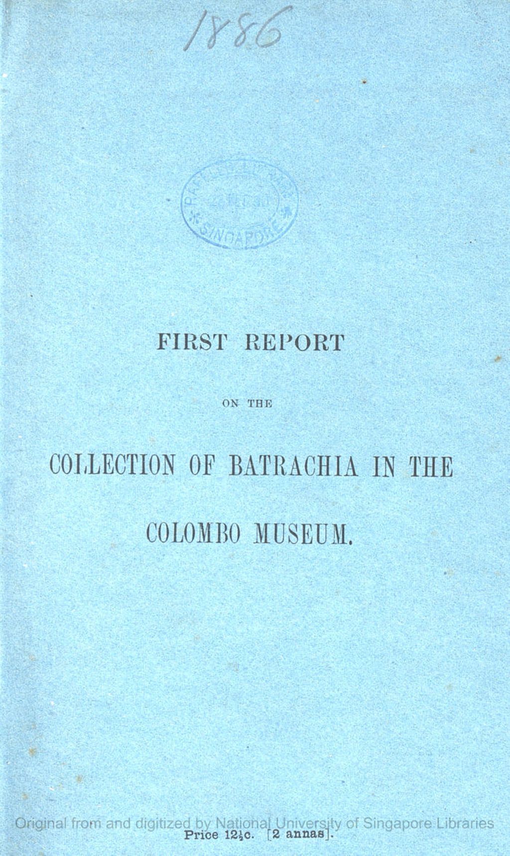 Miniature of First Report on the Collection of Batrachia in the Colombo Museum