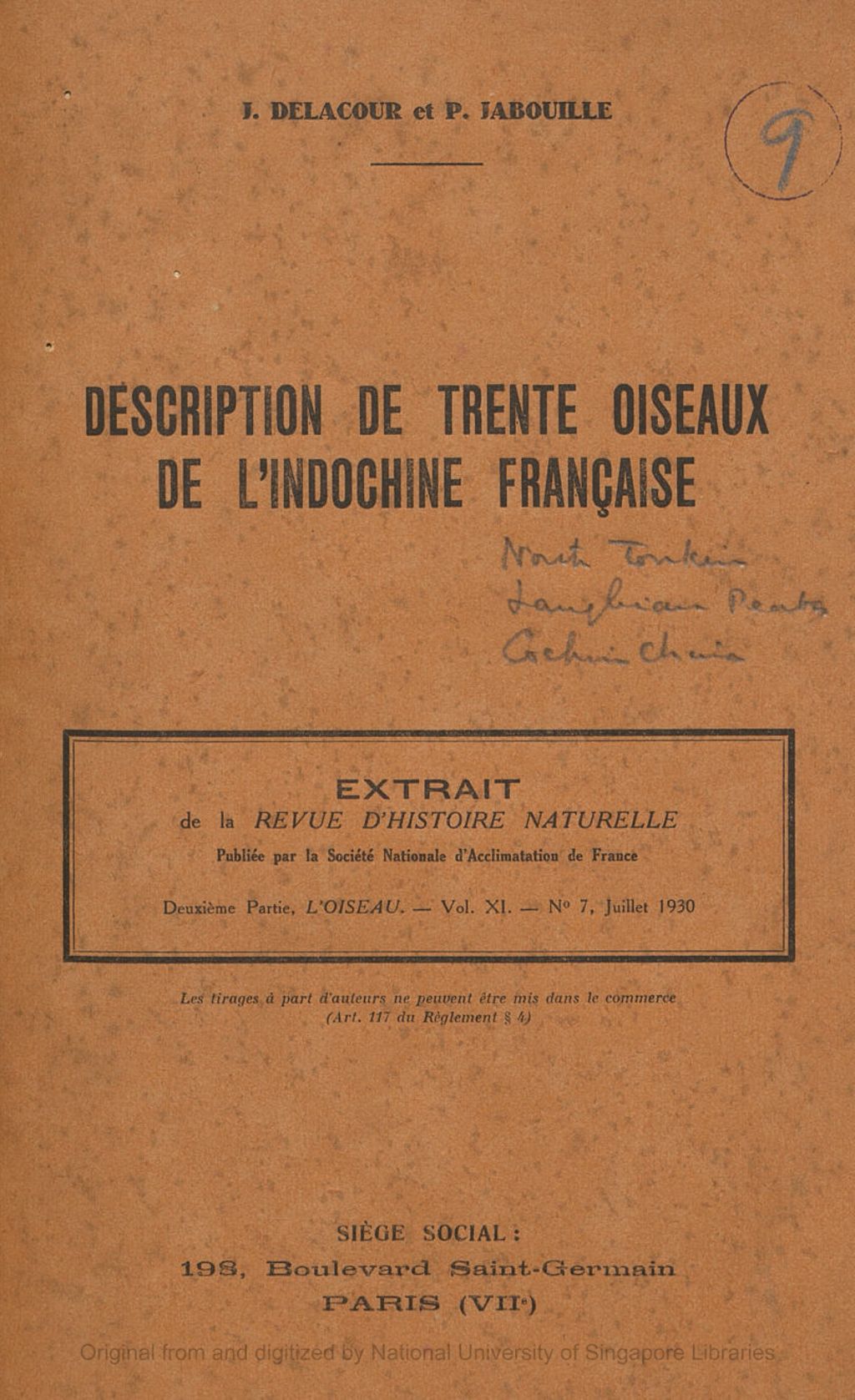 Miniature of Description de Trente Oiseaux de L'Indochine Francaise