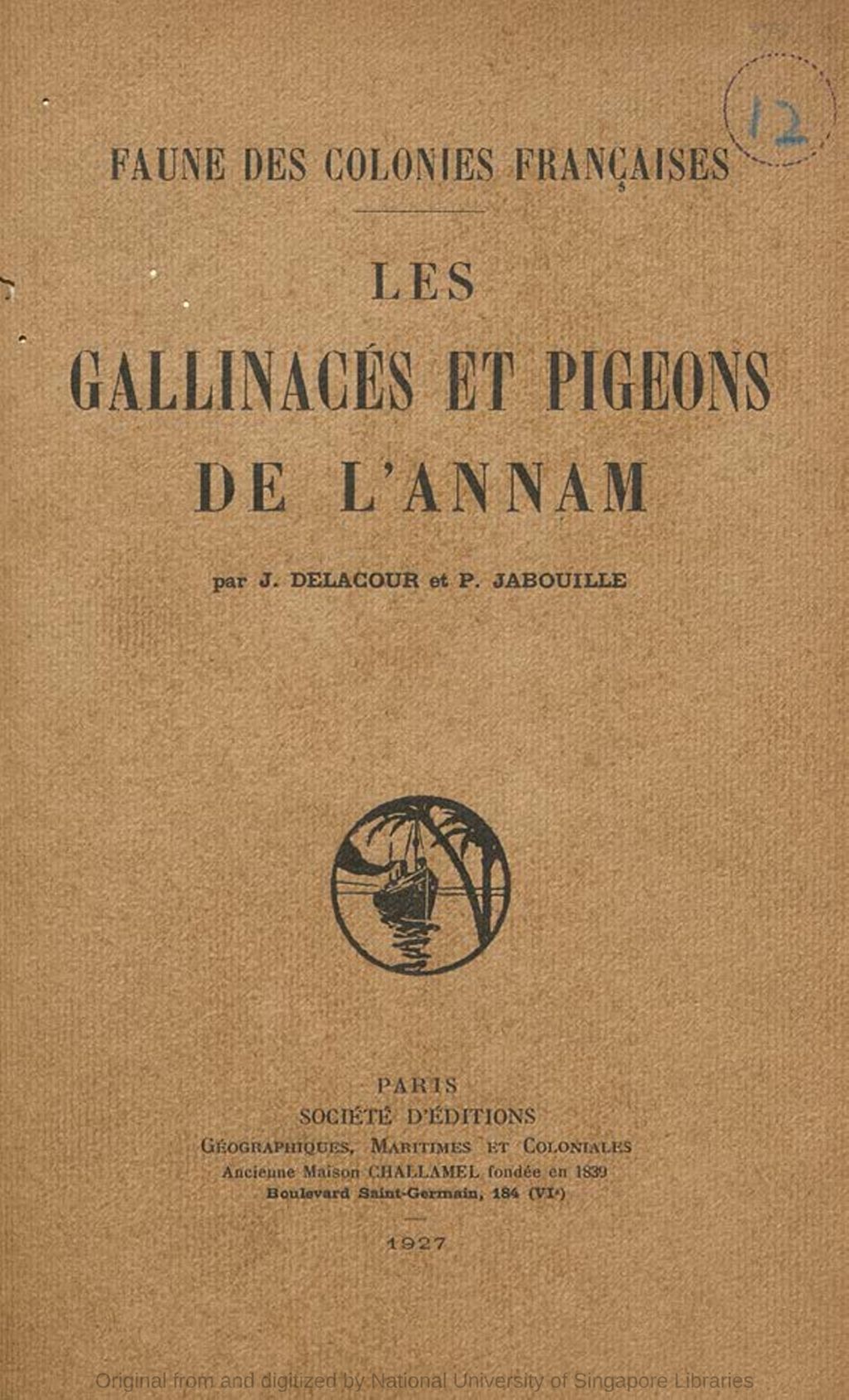 Miniature of Les Gallinacés et Pigeons de l'Annam