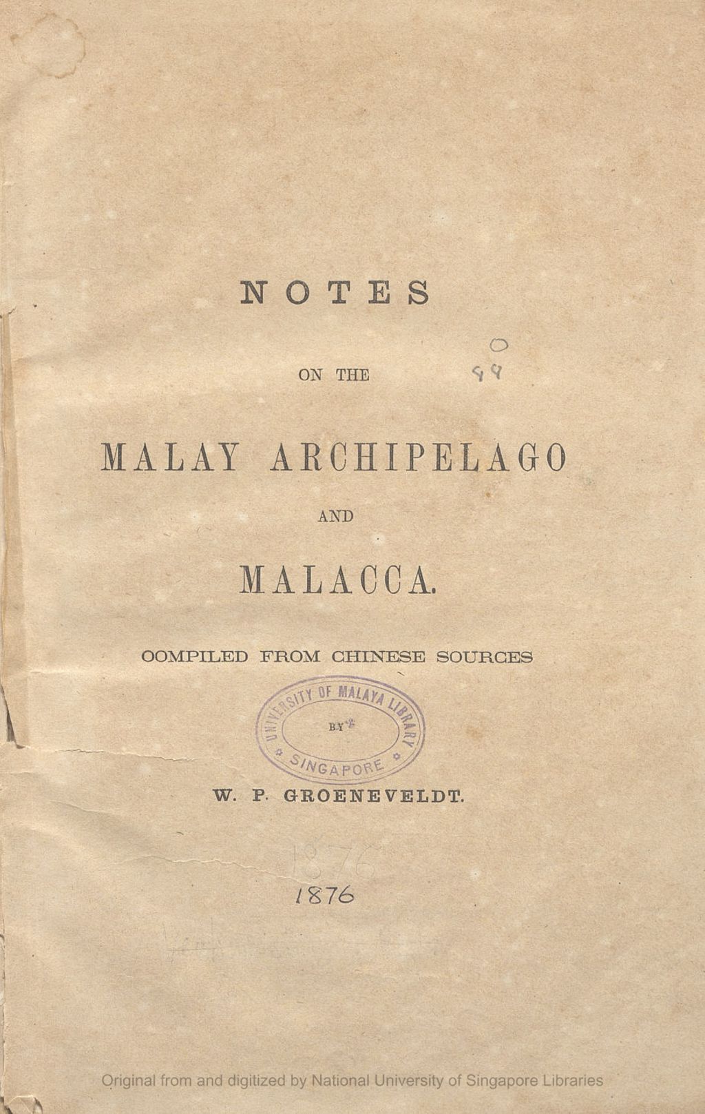 Miniature of Notes on the Malay Archipelago and Malacca, compiled from Chinese sources