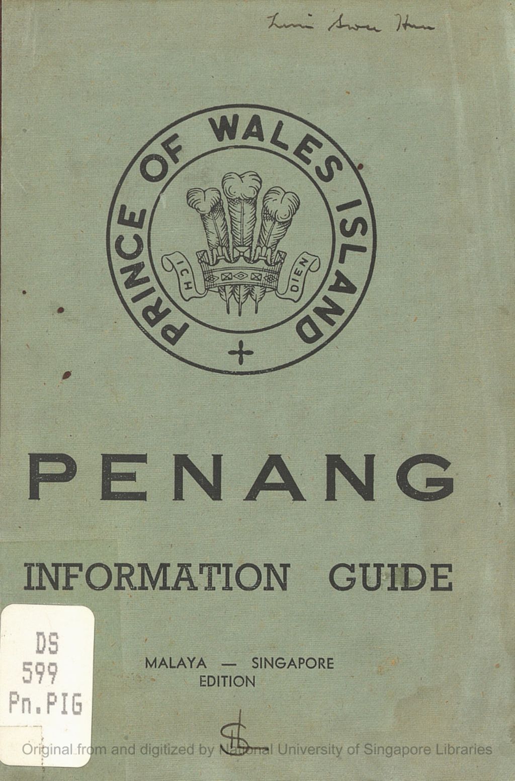 Miniature of Penang information guide. January 1950