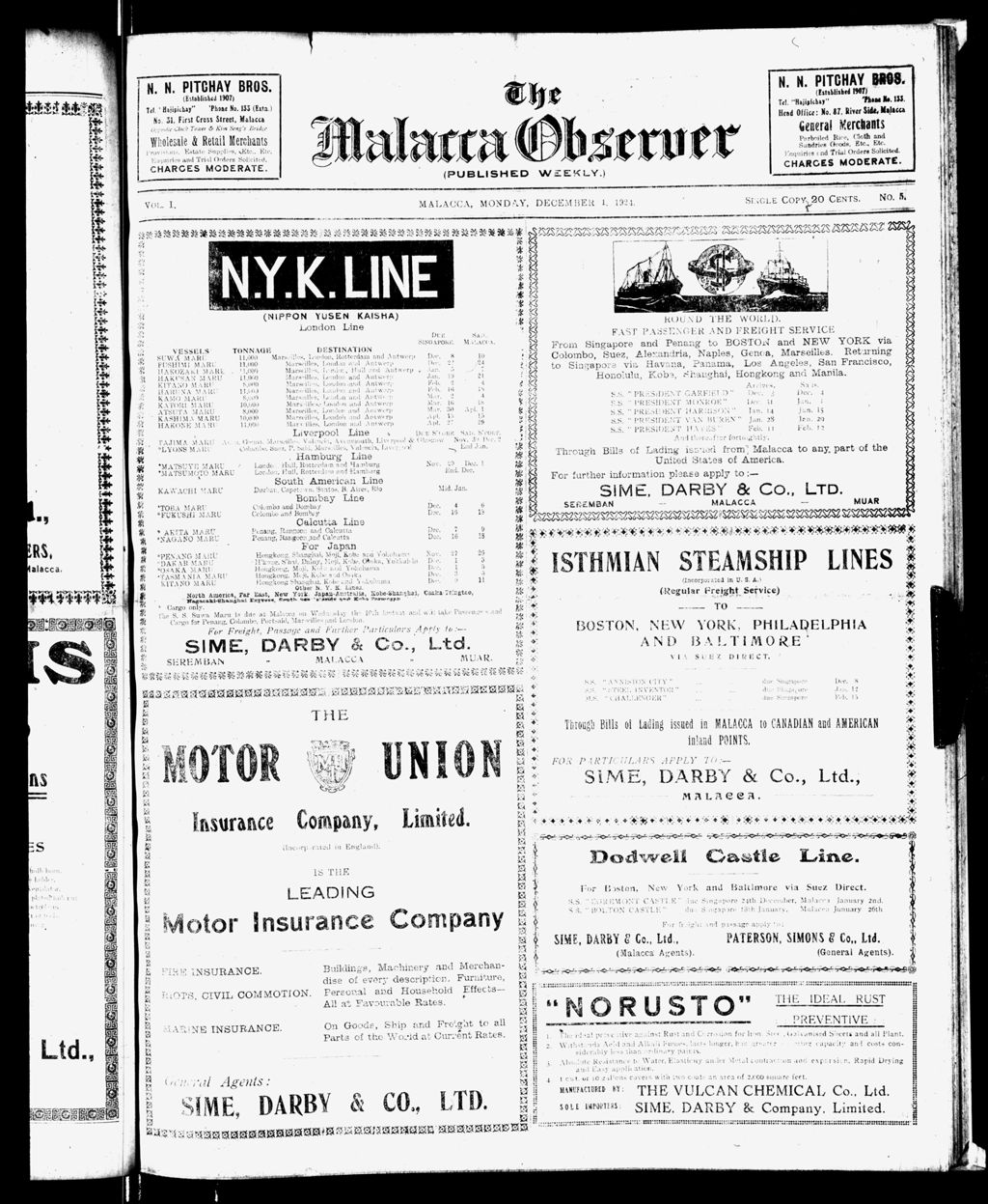 Miniature of Malacca Observer 01 December 1924