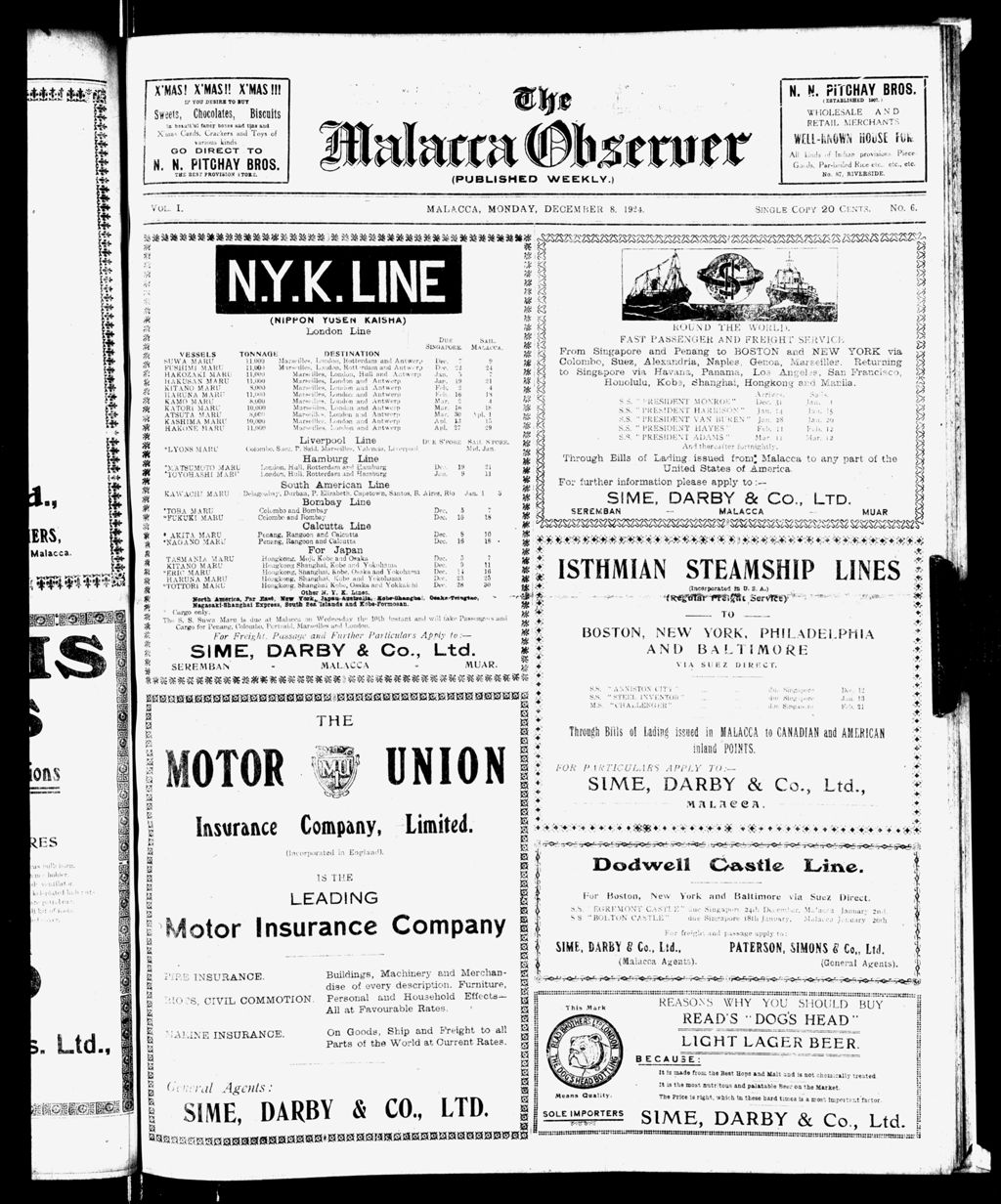 Miniature of Malacca Observer 08 December 1924