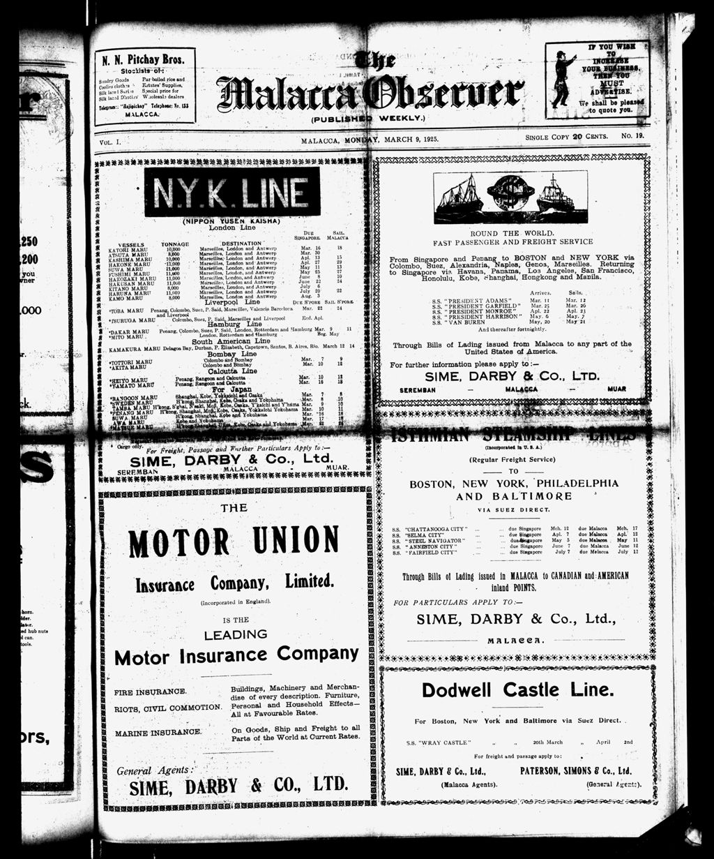 Miniature of Malacca Observer 09 March 1925